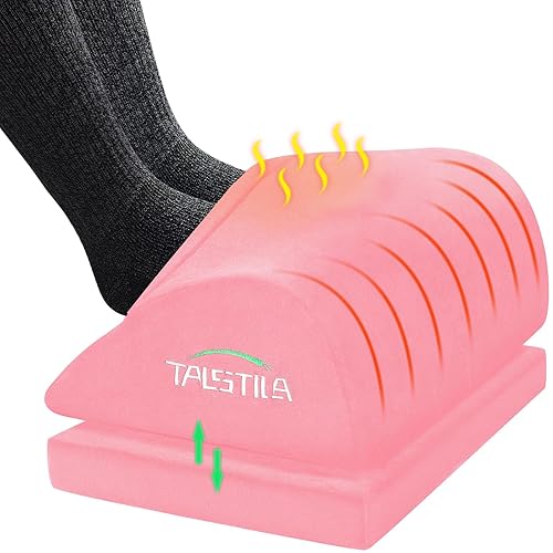 TALSTILA Foot Rest for Under Desk at Work, Under Desk Footrest, Ergonomic 2 Adjustable Heights Footrest, Footrest with Feet Warm Pocket, for Office Desk & Office Chair… - Double Layer - Pink