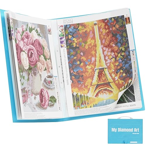 ARTDOT A2 Storage Book for Diamond Art Kits, Diamond Art Portfolio Folder with 30 Pocket Slevees Protectors (39.7 x 56cm) - A2:22x16.4 inches