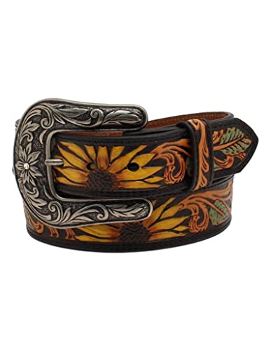 Nocona Western Belt Women Sunflower Tooled Removable Buckle N320002301 - Small