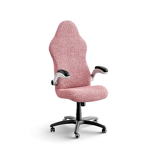 PAULATO BY GA.I.CO. Office & Gaming Chair Slipcover - Stretch Computer Desk Chair Cover with Zipper - Fabric Slipcovers - 1-Piece Form Fit Cover - Microfibra Collection - Coral Pink (Office Chair) - Office Chair - Coral Pink