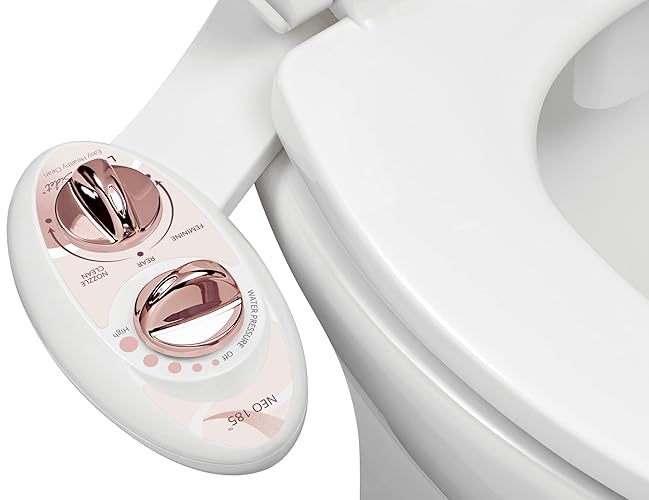 LUXE Bidet NEO 185 - Self-Cleaning, Dual Nozzle, Non-Electric Bidet Attachment for Toilet Seat, Adjustable Water Pressure, Rear and Feminine Wash (Rose Gold) - Rose Gold