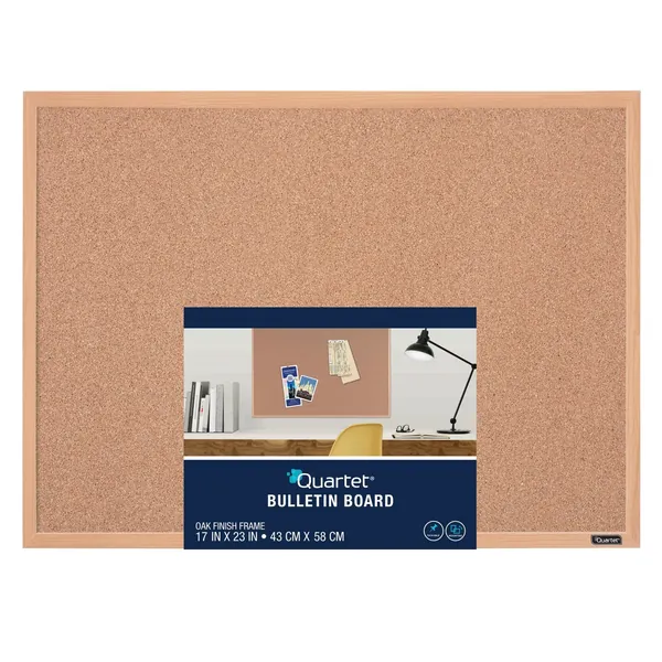 Quartet Cork Bulletin Board, 17 x 23-Inches, Oak Finish Frame (35-380342Q),Brown