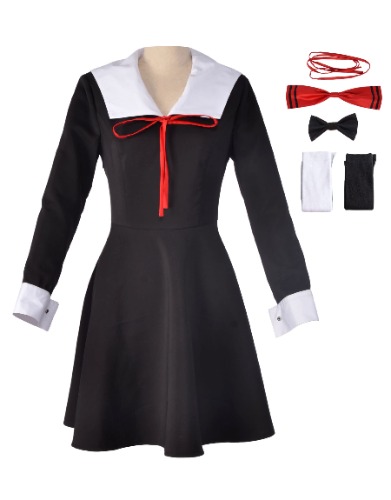 Haikyuu Women's Anime School Uniform Cosplay Costume School Uniform Dress with Headwear Bow Tie for 2 Characters - Medium Black
