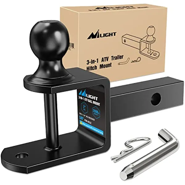 Nilight 3 in 1 ATV UTV Multi Hitch Mount with 2 inch Ball Hitch Rated 2000 LBS Fits 1-1/4 Inch Receiver Winch Strap Loop Rated 5000 LBS, 2 Years Warranty