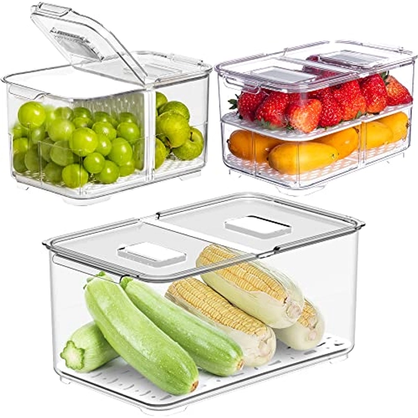 Fridge Storage Containers Produce Preservation , Stackable