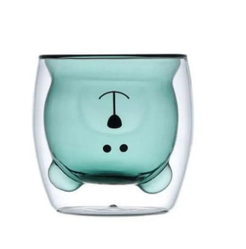 Cute Colorful Bear Double Wall Heat Resistant Glass Coffee Cup - Blue / 201-300ml