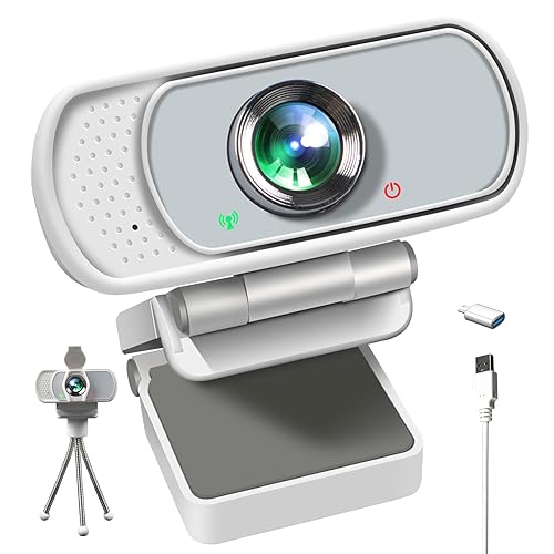 XPCAM 1080P Webcam with Mic, Pro Streaming Web Camera with Privacy Cover and Stand, Widescreen USB Computer Camera for PC Mac Laptop Desktop, USB C to USB Adapter Included - 1080P Webcam