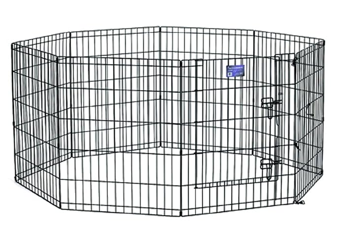 MidWest Homes for Pets Dog Exercise Pen & Playpen, 24"W x 42"H, With Door, Black - Black w/ Door - 42" H