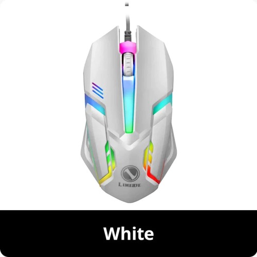 Colorful Backlit Wired Gaming Mouse - White