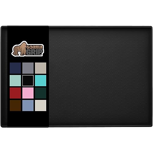 Gorilla Grip 100% Waterproof Raised Edge BPA Free Silicone Pet Feeding Mat, Dog Cat Food Mats Contain Spills Protects Floors, Placemats for Cats and Dogs Water Bowl, Pets Accessories 23x15 Black - 23"L x 15"W - Black