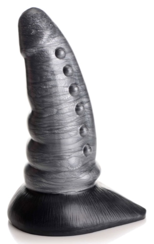 Cc Beastly Tapered Bumpy Silicone Dildo - Silver