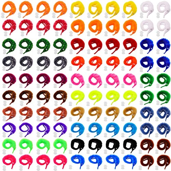 ONEST 100 Pieces Magic Worm Toys Wiggly Twisty Fuzzy Worm Toys Carnival Party Favors,25 Colors - 100
