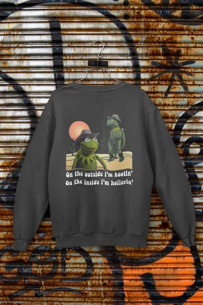 On the outside I&#39;m hootin, On the inside I&#39;m hollerin | Meme Heavyweight Sweatshirt | Comfort Colors 1566