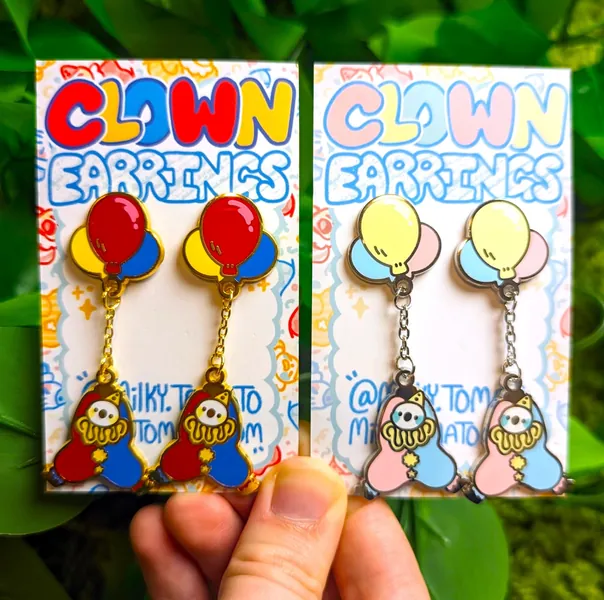 Dangling Clown Stud Earrings!