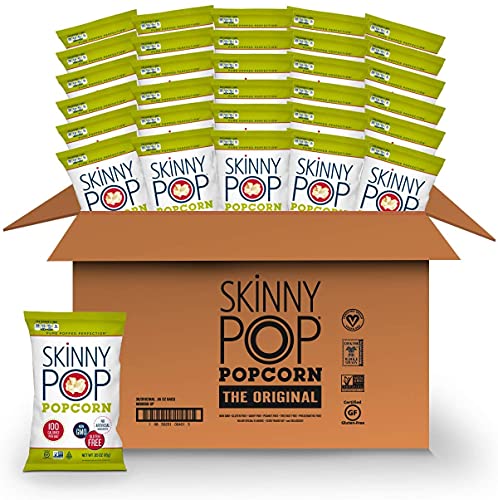 SkinnyPop Original Popcorn, Individual Snack Size Bags, Skinny Pop, Healthy Popcorn Snacks, Gluten Free, 0.65 Ounce (Pack of 30) - Original - 0.65 Ounce (Pack of 30)