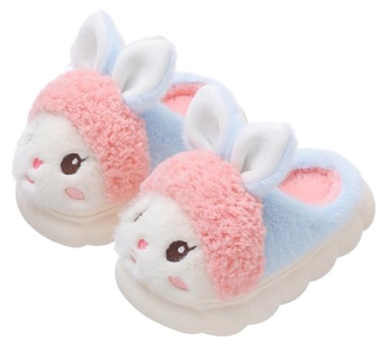 CZQAGCL Animal slippers for women Cute rabbit slippers Soft warm winter home plush cotton slippers Cotton shoes - 7-8 Women/6-6.5 Men - Pink