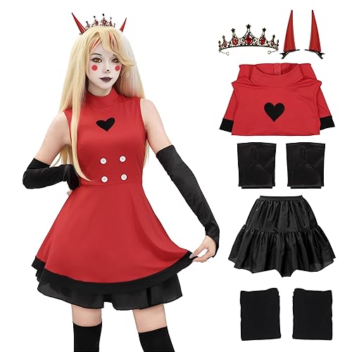 C-ZOFEK Red Cosplay Costume Full Set Dress Outfits with Bustle for Women Christmas/Halloween Parties - Medium - Red