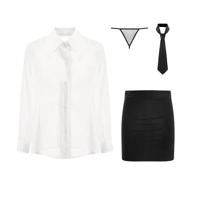 Tempting Secretary Fantasy: Erotic Costume Set - Customized / White
