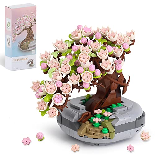 QLT Mini Bricks Sakura Bonsai Model 426 pcs Creative DIY Simulation Mini Particle Flower Botanical Collection Construction Building Toy（Not Compatible with Lego Set ） - Sakura Mini Bricks