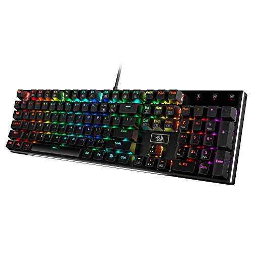 Redragon K556 RGB LED Backlit Wired Mechanical Gaming Keyboard, 104 Keys Hot-Swap Mechanical Keyboard w/Aluminum Base, Upgraded Socket and Noise Absorbing Foams, Soft Tactile Brown Switch - K556 Wired - Brown Switch