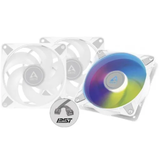 Ventoinha 120mm Arctic P12 PWM PST A-RGB 2000RPM 4 Pinos Branca (Pack 3)