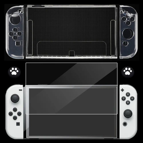 Capa protetora com protetor de tela de vidro para interruptor OLED Soft TPU Transparente Shell, Clear Shell, Game Console Acessórios - AliExpress 44