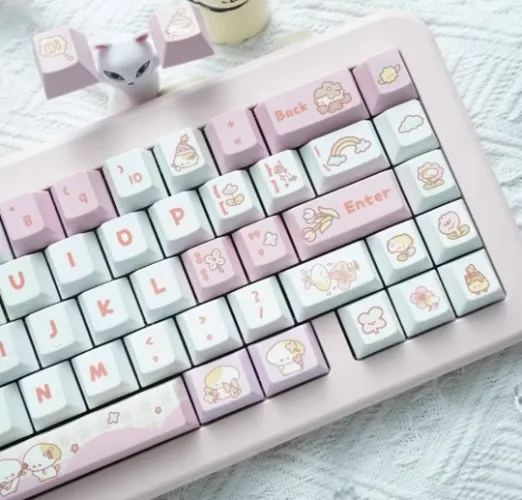 Pink Clover Puppy Keycaps
