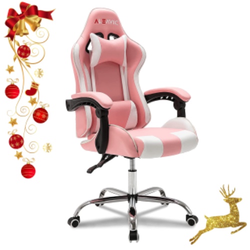 ALEAVIC Pink Gaming Chair High Back Ergonomic Adjustable Gaming Chair, Racing Style PU Leather Gamer Chair, Computer Gaming Chair with Headrest and Lumbar Support (Pink) - 27D x 27W x 52H in Pink-4