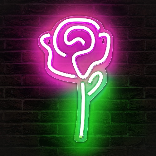 lumoonosity Rose Neon Sign - Led Rose Flower Lights for Bedroom, Wall Decor - USB Powered Pink Rose Neon light with Switch - Cool Led Rose Light for Party, Holiday Decorations - 15 x 9-inch Led Signs - Rose