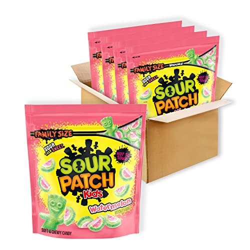 SOUR PATCH KIDS Watermelon Soft & Chewy Candy, Family Size, 4 - 1.8 lb Bags - Watermelon - 4 Count (Pack of 1)