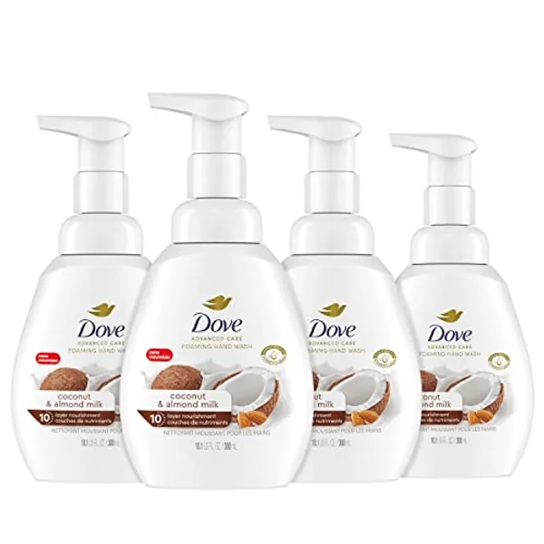 Dove Foaming Hand Wash Coconut & Almond Milk Pack of 4 Protects Skin from Dryness, More Moisturizers than the Leading Ordinary Hand Soap, 10.1 oz