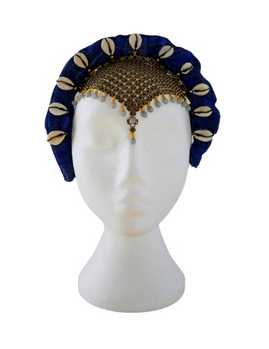 Nastassia Embellished Shell and Chainmail Ruched Denim Headband | Default Title