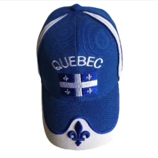 Quebec Flag Canada Fleur De Lys Hat Cap Baseball Blue Embroidered New