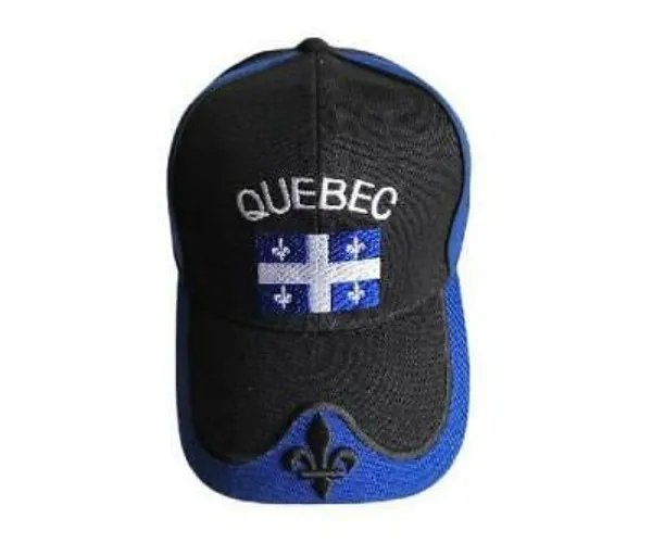 Quebec Flag Canada Fleur De Lys Hat Cap Baseball Black Chapeau Casquette  | eBay