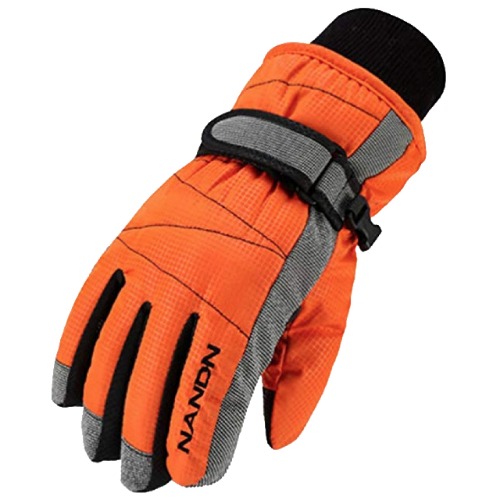 Azarxis Kids Winter Warm Snow Gloves, Cold Weather Windproof Thermal Outdoor Sports Gloves for Boys & Girls - A - Orange 6-7 Years Old