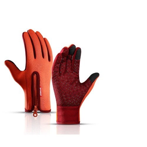 Cycling Gloves Motorcycle Gloves Men Women Touch Screen Water Resistant Windproof Gloves for Driving Running Cycling Hiking - Orange-02 Medium