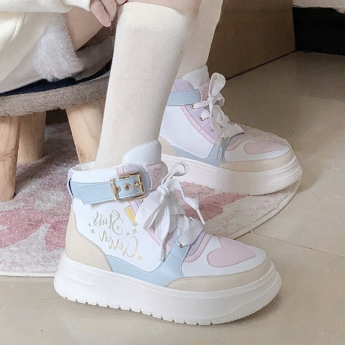 Star Crown Pastel Hi-Tops | Pink Heart 