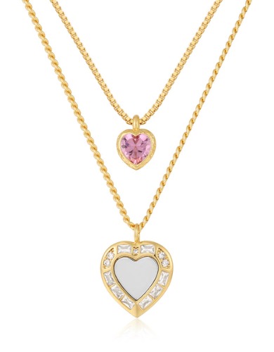 Luv Aj x FL&amp;L Double Heart Charm Necklace