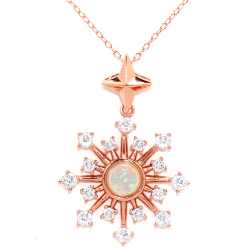 Ella Opal Burst Pendant - Rose Gold