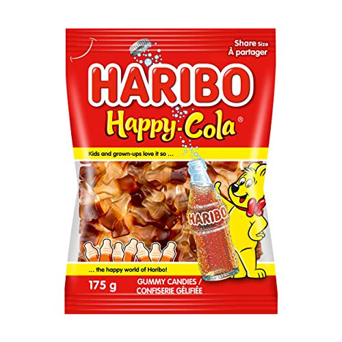Haribo Happy Cola Gummy Candy, Cola Flavoured Candy, No Artificial Colours - 175g Bag - Happy Cola - 175 Gram
