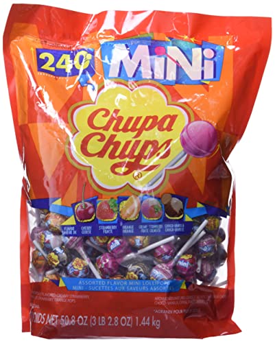 Chupa Chups - Mini Chups Lollipops - Assorted Flavours - 240ct - Perfect for Parties, Snacking and Sharing - Lollipops