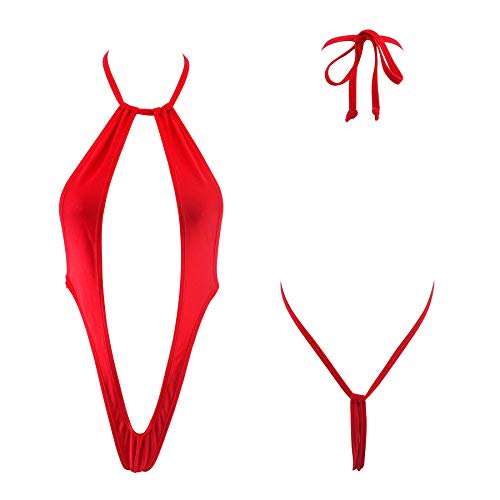 SHERRYLO Micro Bikini Extreme Slingshot G String Sling Bikinis Slutty Exotic Swimsuit Thong Bathing Suit Lingerie for Women - Red