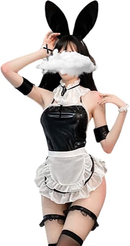 Jilneed Sexy Cosplay Lingerie for Women Cute Naughty Maid Costumes Lingerie Set for Sex - Black White