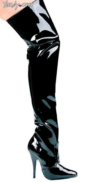 5" Heel Thigh High Boots | Black / 9