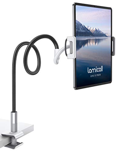 Lamicall Gooseneck Tablet Holder, Tablet Mount : Flexible Arm Clip Tablet Stand Bed Desk Mount Compatible with iPad Pro Mini Air, Galaxy Tabs More 4.7-10.5 Cell Phones and Tablets - Black
