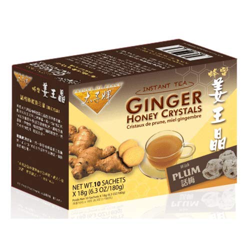 Prince of Peace Instant Plum Ginger Honey Crystals, 10 Sachets – Instant Hot or Cold Beverage – Easy to Brew Ginger and Honey Crystals - 1 Pack