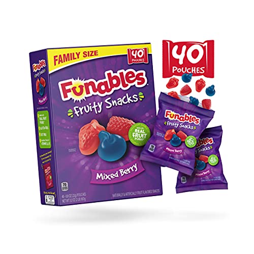 Funables Fruit Snacks, Mixed Berry Fruit Flavored Snacks, 0.8 ounce Pouches (Pack of 40)
