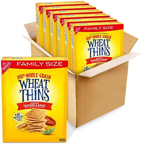 Wheat Thins Whole Grain Crackers Family Size 13 Oz, Boxes 6, Sundried Tomato & Basil, 6 Count - Sundried Tomato & Basil - 4.88 Pound (Pack of 1)