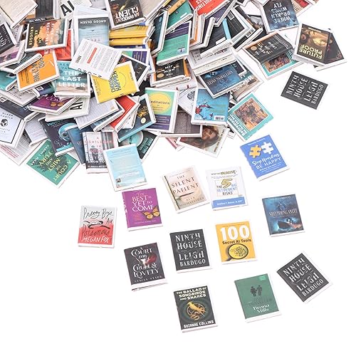 200pcs Miniature Books Dollhouse Decoration Accessories, 1:12 Dollhouse Miniature Scene Model Novel Books, DIY Miniature Books Library Bookshelf Fillers Mini Books Doll House Decoration