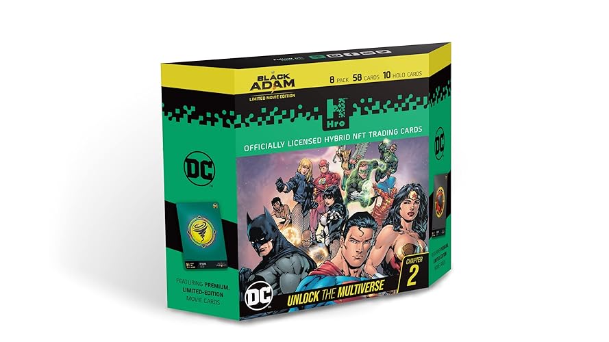 HRO DC Comics Unlock The Multiverse | Chapter 2: 8-Pack Premium Starter Box, Hybrid NFT Trading Cards, 58 Trading Cards Pack (10035891-0001)